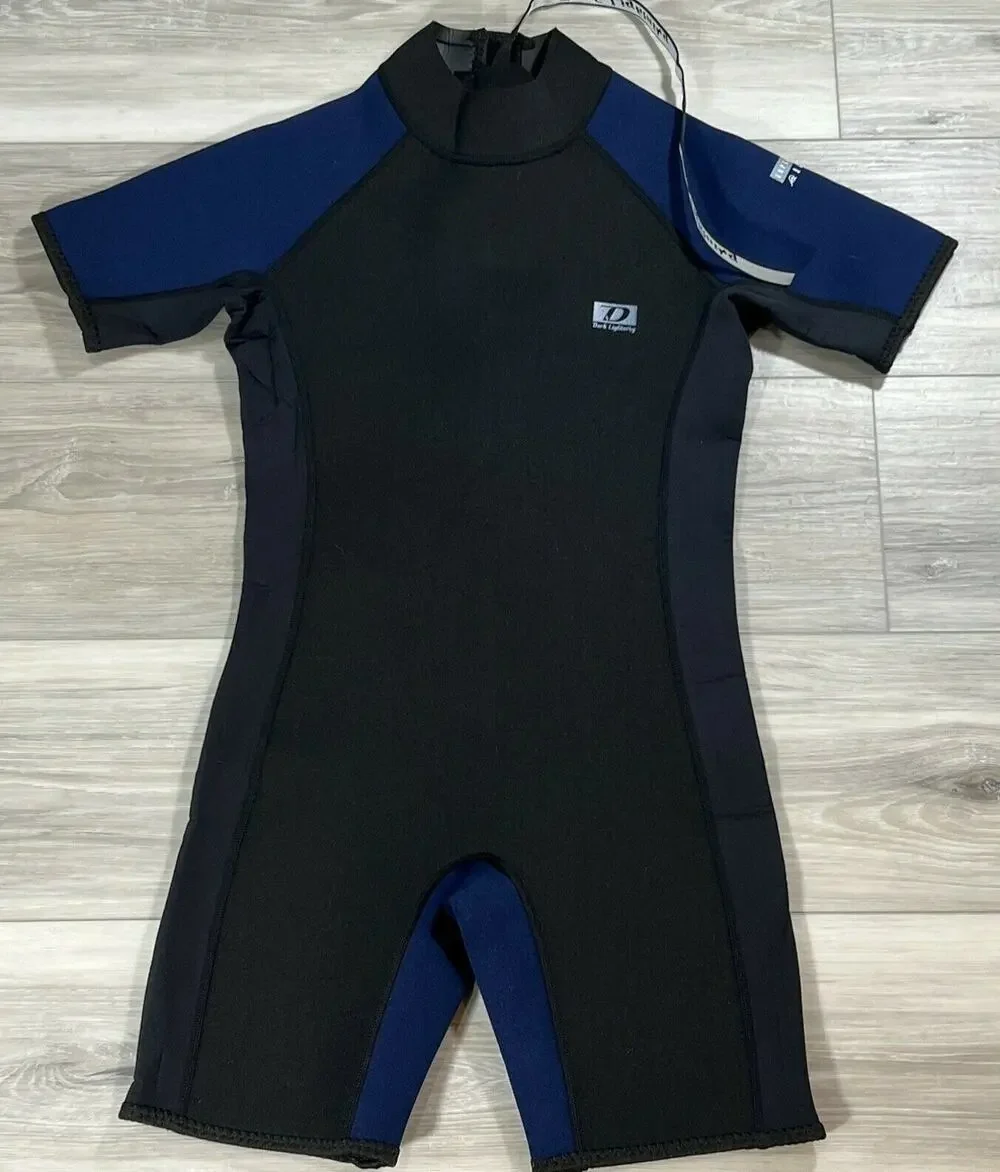 Dark Lightning Wetsuit Youth Size 12 Black Blue Back Zip New